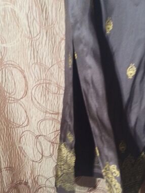 Ann Taylor Brown Maxi Skirt with Gold Embroidered Motifs